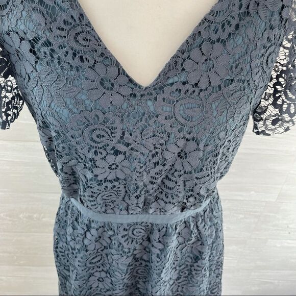 Madewell Lace Flutter Sleeves A-Line Midi Dress - Picture 5 of 10